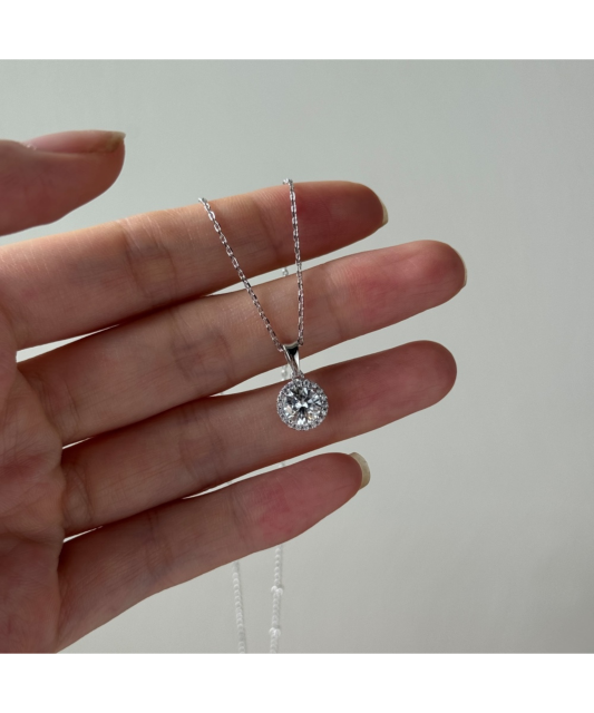 Sterling Silver chain with moissanite pendant