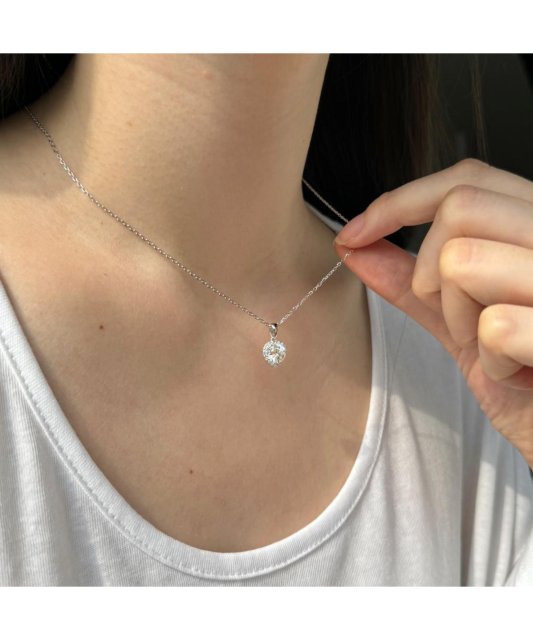 Sterling Silver chain with moissanite pendant