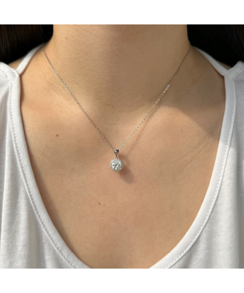 Sterling Silver chain with moissanite pendant