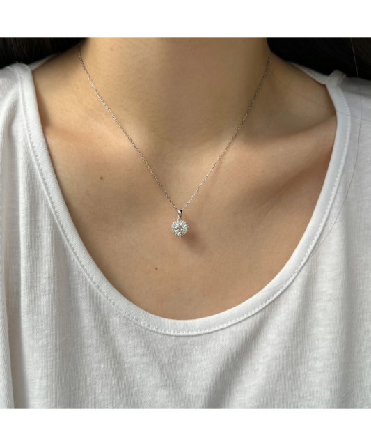 Sterling Silver chain with moissanite pendant