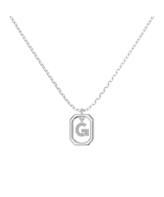 Sterling Silver chain with zircon pendant "Letter G"