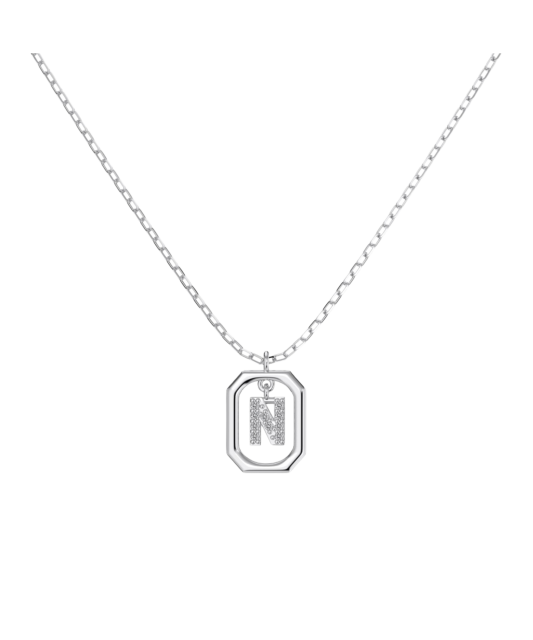 Sterling Silver chain with zircon pendant "Letter N"