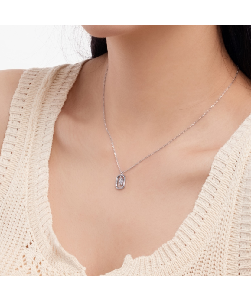 Sterling Silver chain with zircon pendant "Letter N"