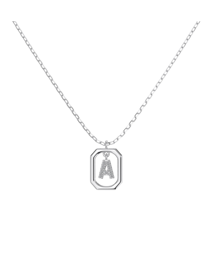 Sterling Silver chain with zircon pendant "Letter A"