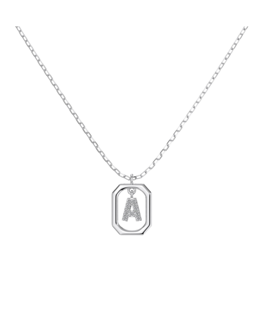 Sterling Silver chain with zircon pendant "Letter A"