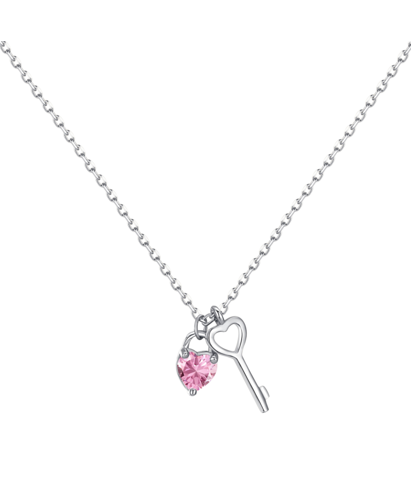 Sterling silver chain with zirconium pendant "heart"