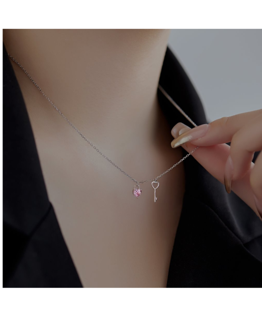 Sterling silver chain with zirconium pendant "heart"