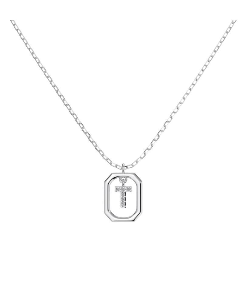 Sterling Silver chain with zircon pendant "Letter T"