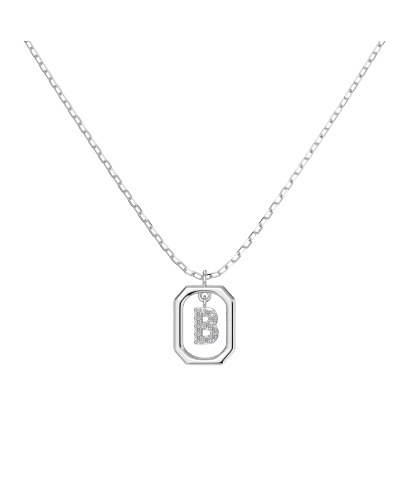 Sterling Silver chain with zircon pendant "Letter B"