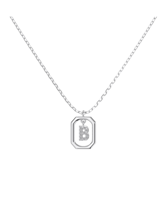 Sterling Silver chain with zircon pendant "Letter B"