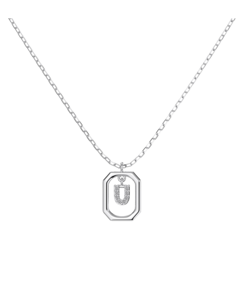 Sterling Silver chain with zircon pendant "Letter U"