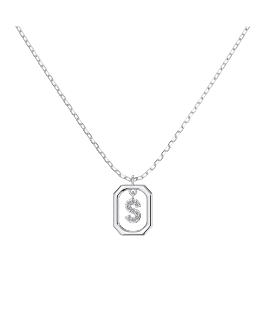 Sterling Silver chain with zircon pendant "Letter S"