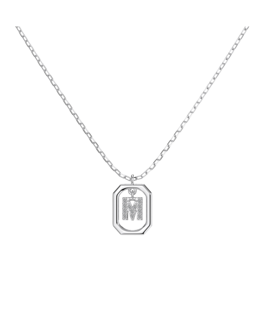 Hopeinen ketju zirkoniriipuksella "Kirjain M"