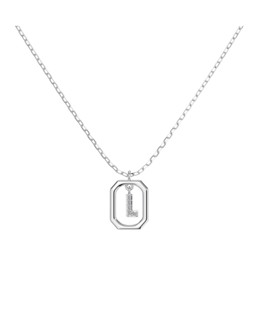 Sterling Silver chain with zircon pendant "Letter L"