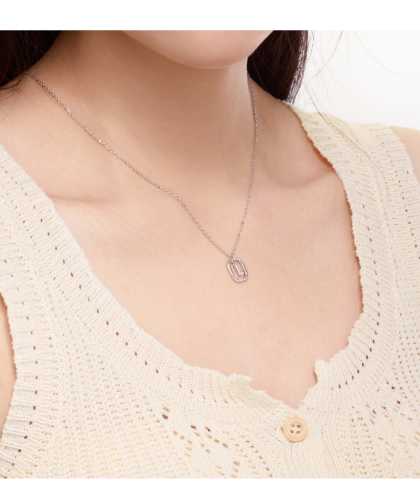 Sterling Silver chain with zircon pendant "Letter L"