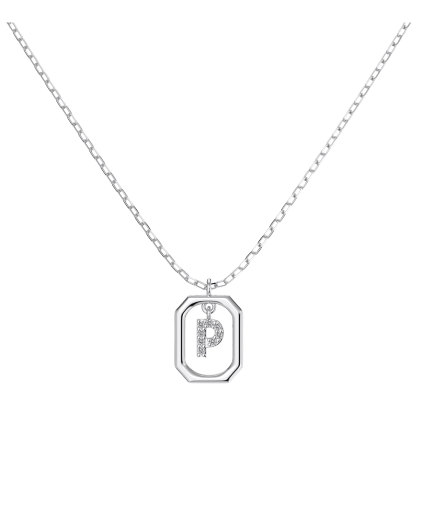 Sterling Silver chain with zircon pendant "Letter P"