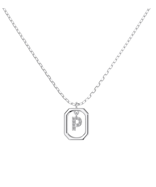 Sterling Silver chain with zircon pendant "Letter P"