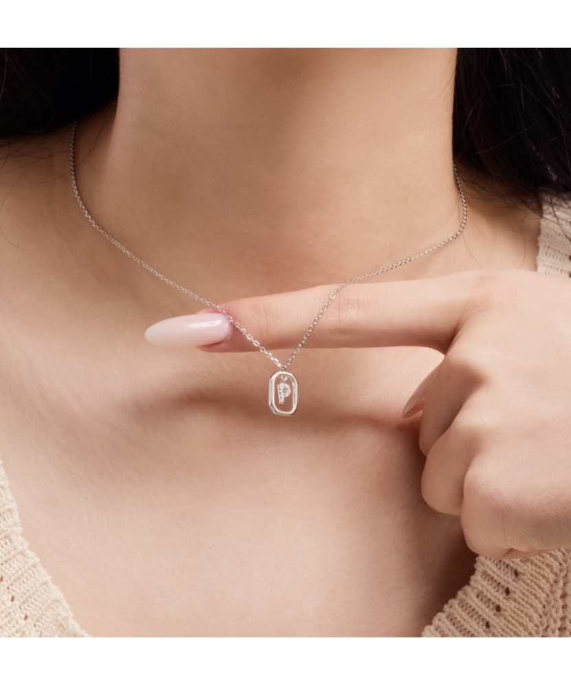 Sterling Silver chain with zircon pendant "Letter P"