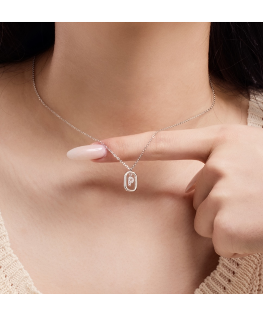 Sterling Silver chain with zircon pendant "Letter P"