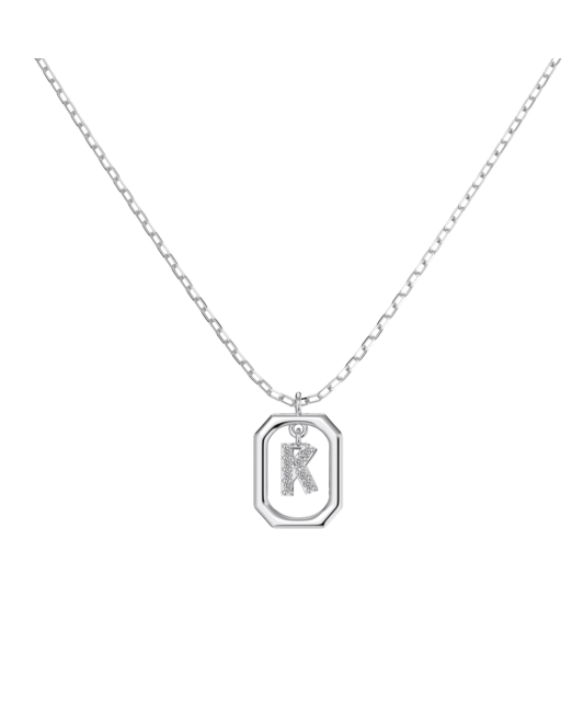 Sterling Silver chain with zircon pendant "Letter K"