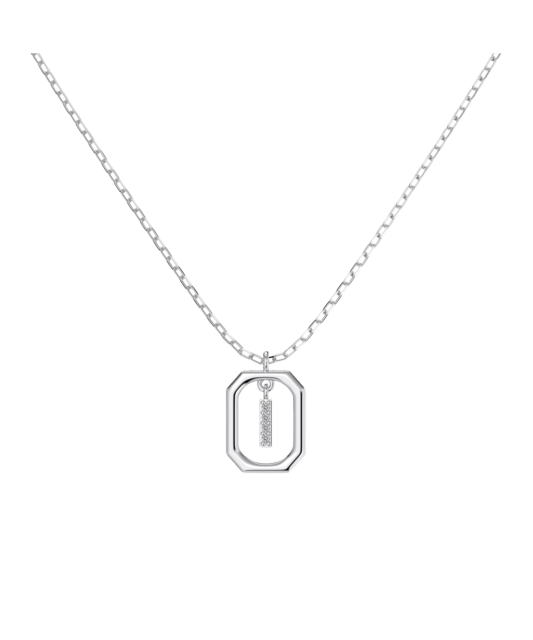 Sterling Silver chain with zircon pendant "Letter I"