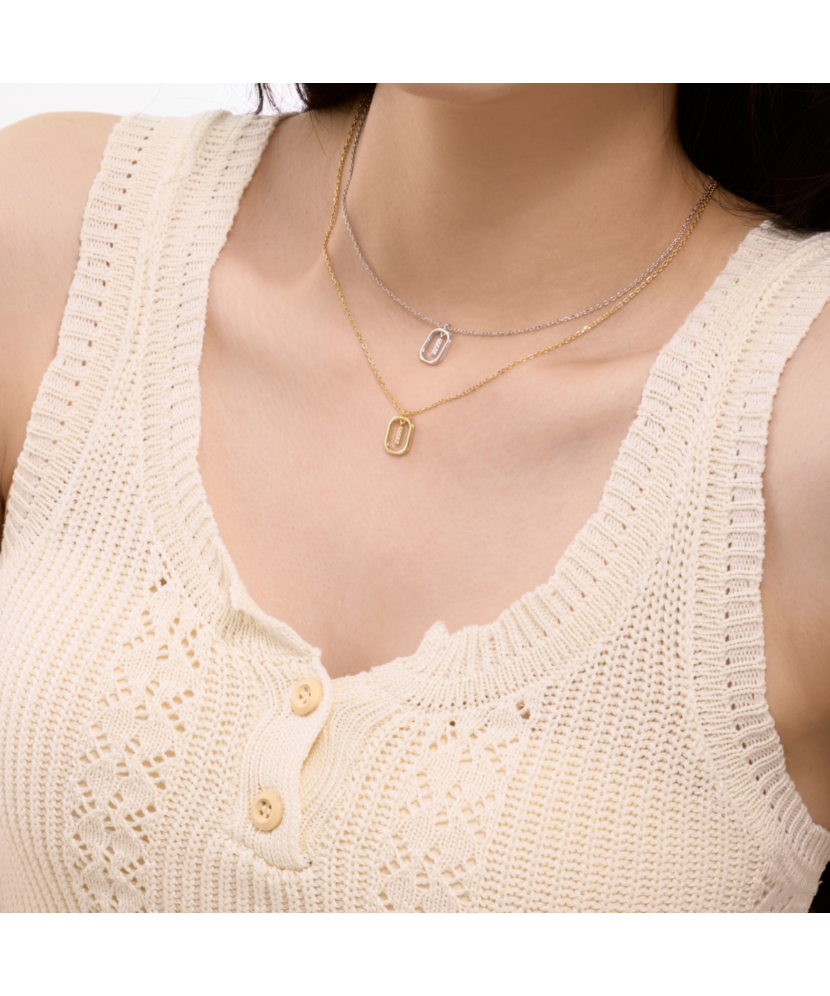 Sterling Silver chain with zircon pendant "Letter I"