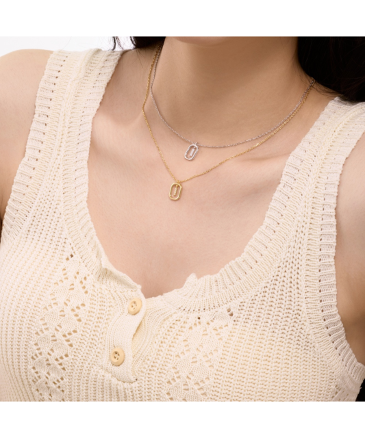 Sterling Silver chain with zircon pendant "Letter I"