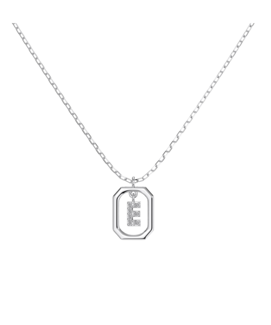 Sterling Silver chain with zircon pendant "Letter E"