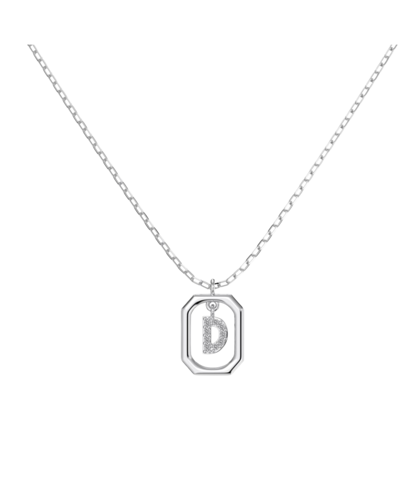 Sterling Silver chain with zircon pendant "Letter D"