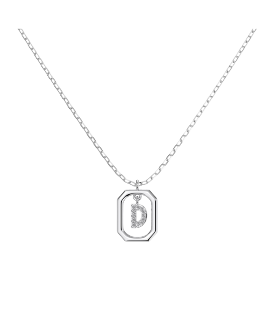 Sterling Silver chain with zircon pendant "Letter D"
