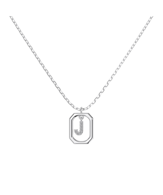 Sterling Silver chain with zircon pendant "Letter J"