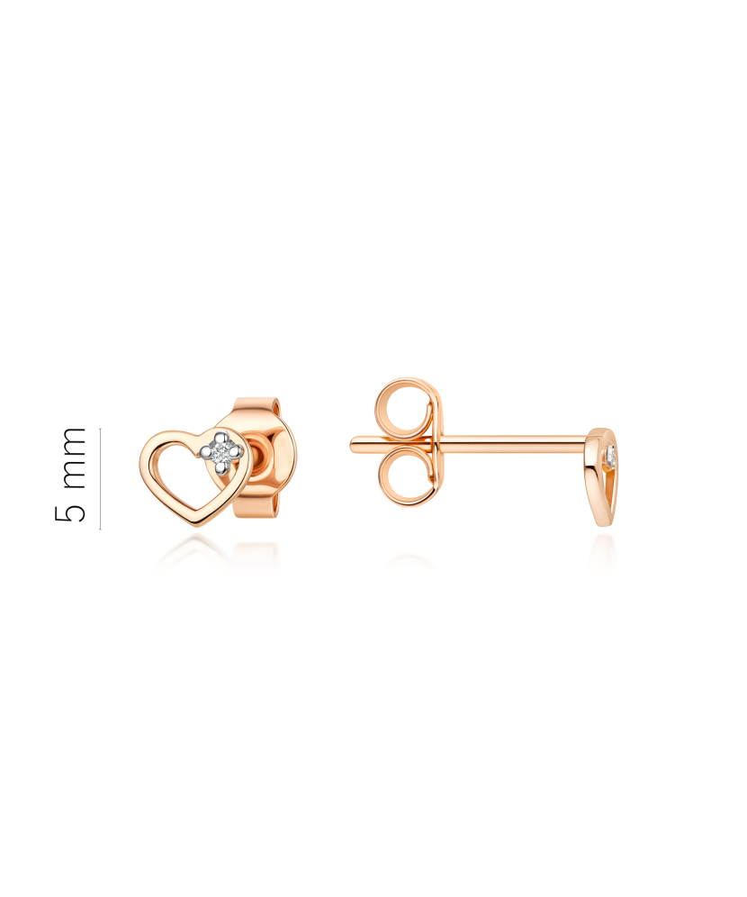 Gold earrings with diamonds "Heart"