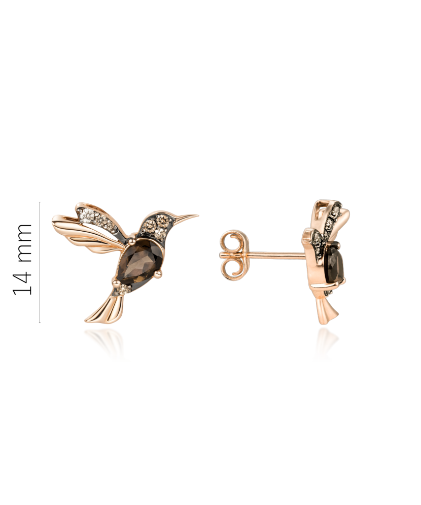 Gold earrings with smoky quartz and diamonds