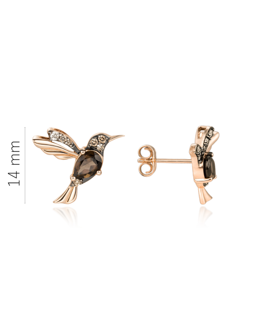 Gold earrings with smoky quartz and diamonds