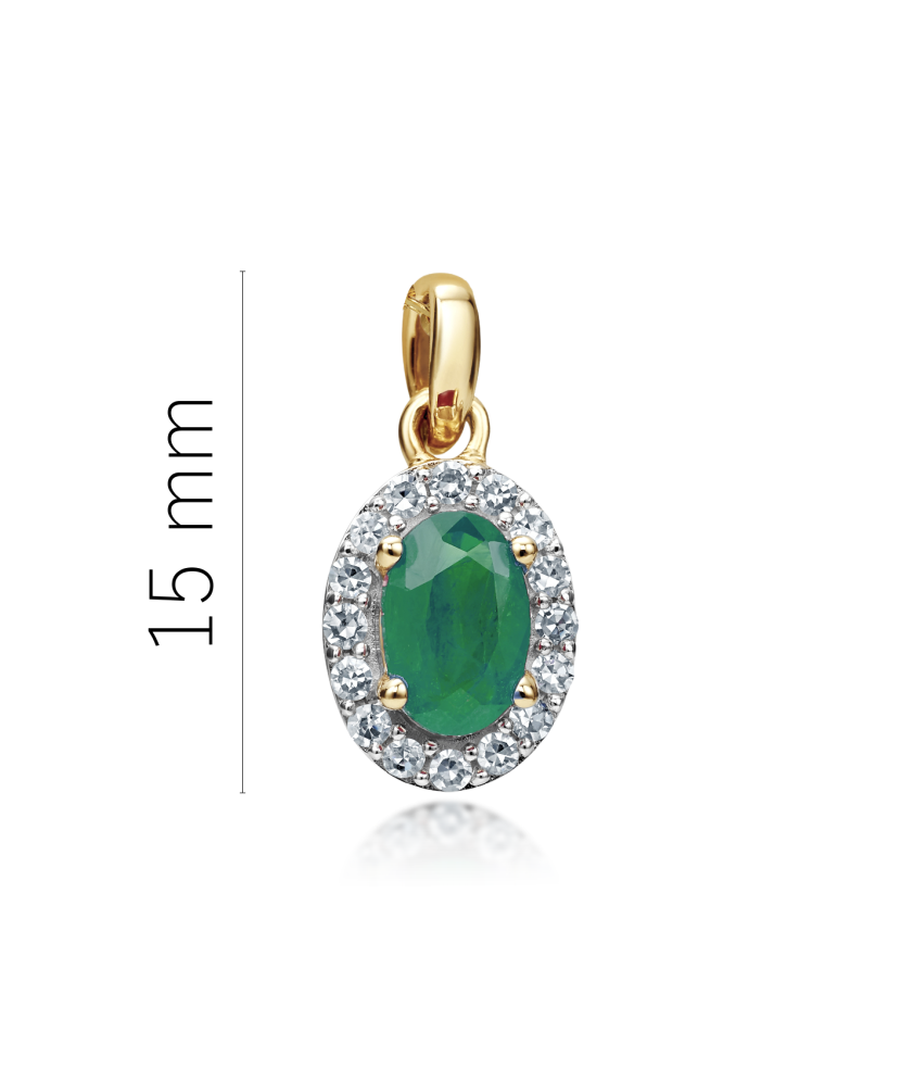 Yellow gold pendant with emerald and diamonds