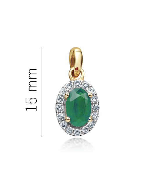 Yellow gold pendant with emerald and diamonds