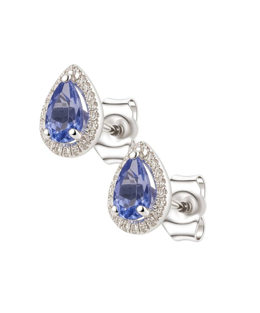 White gold earrings with tanzanite and diamonds