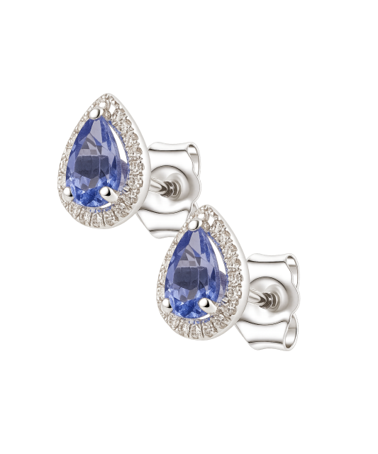 White gold earrings with tanzanite and diamonds