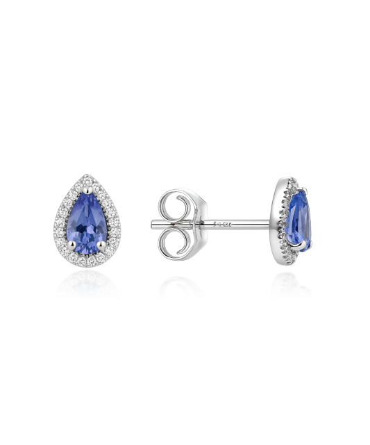 White gold earrings with tanzanite and diamonds