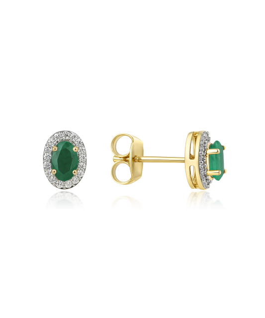 Yellow gold earrings with emeralds and diamonds