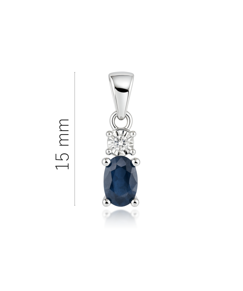 White gold pendant with sapphire and diamonds