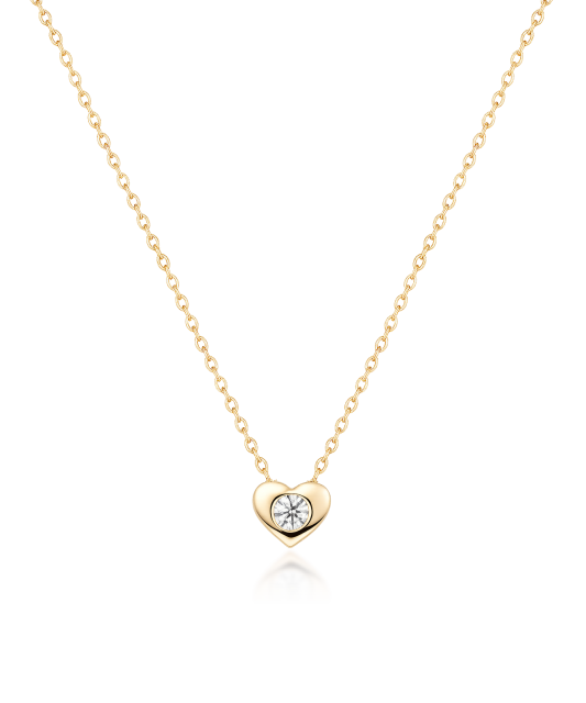 Yellow Gold chain with zirconium pendant  "Heart"