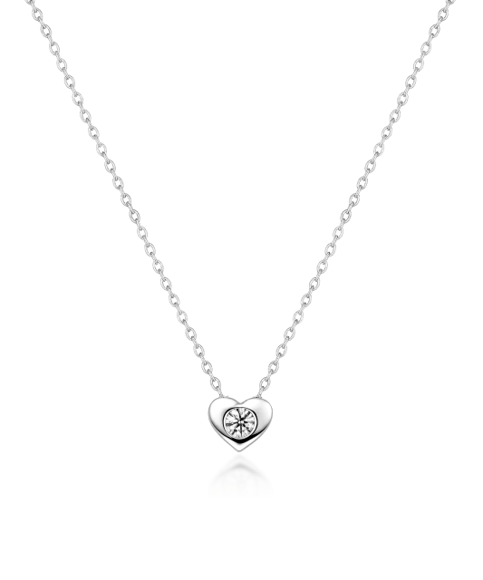 White Gold chain with zircon pendant "hear"