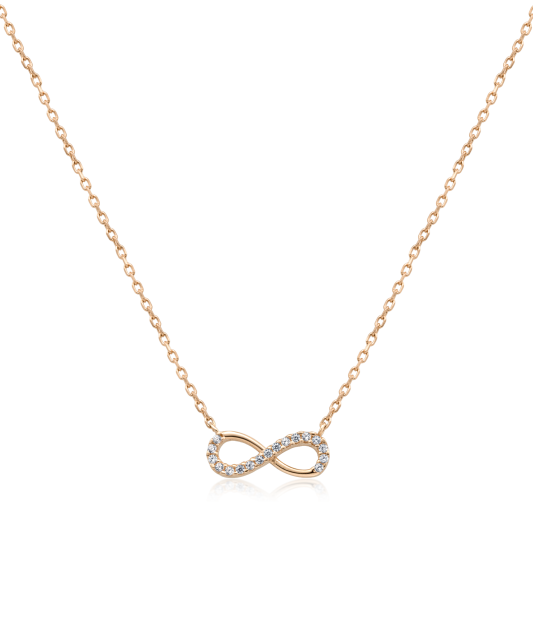 Gold chain with zirconium pendant "infinity"