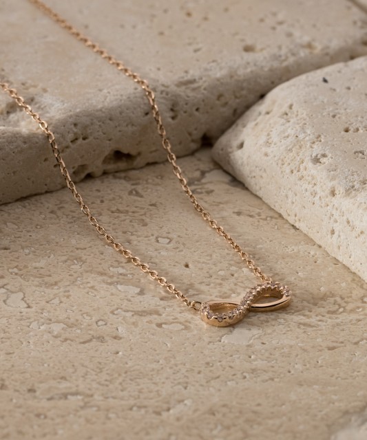 Gold chain with zirconium pendant "infinity"