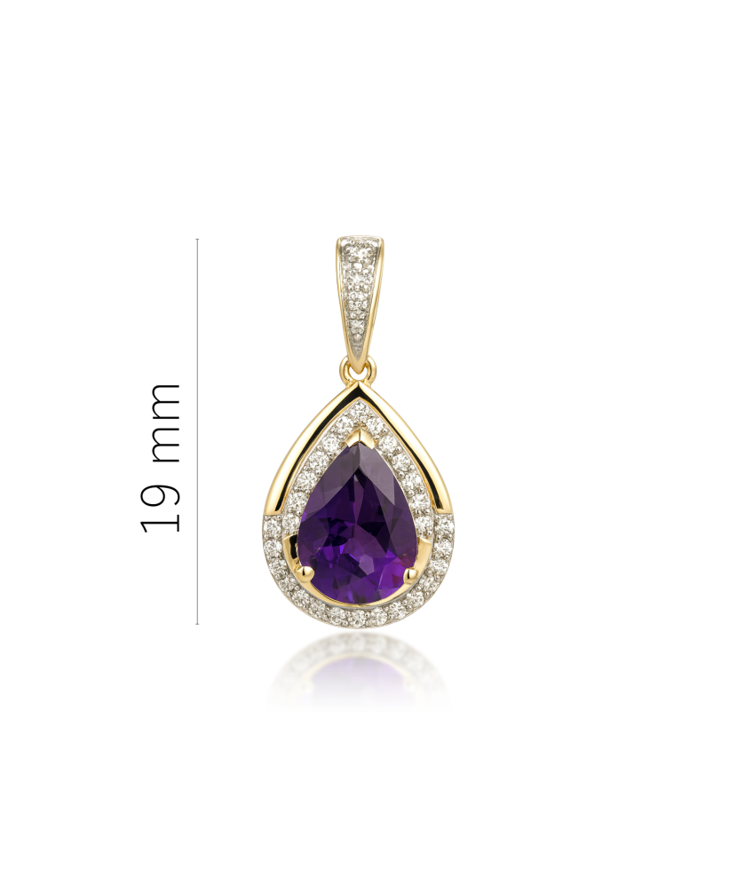 Yellow gold pendant with amethyst and diamonds