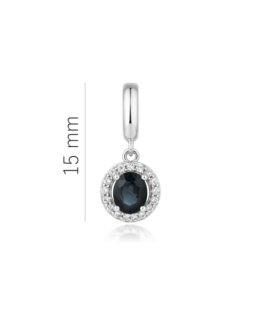 White gold pendant with sapphire and diamonds
