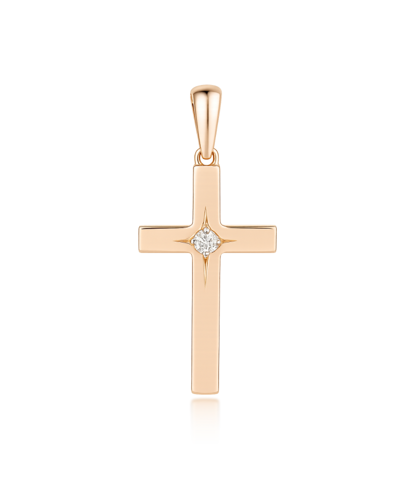 Gold pendant with diamond "cross"