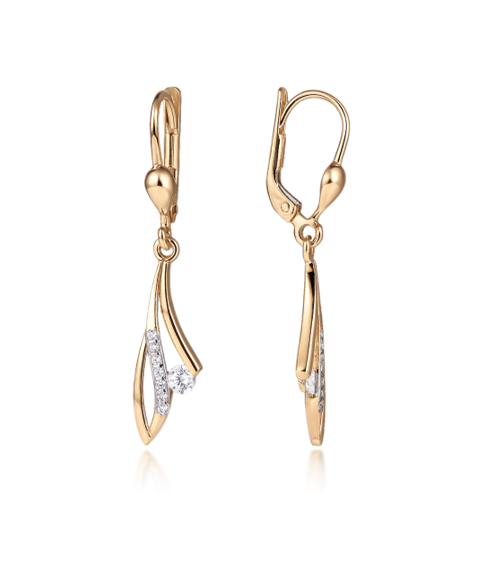 Gold earrings with zircons
