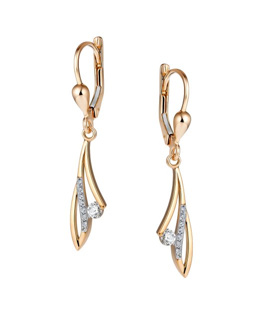 Gold earrings with zircons